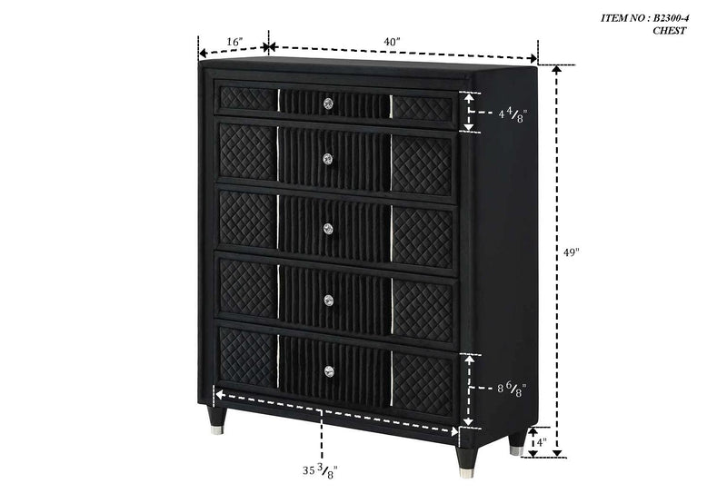 Armany Black Velvet Upholstered Bedroom Set from Crown Mark - Luna Furniture