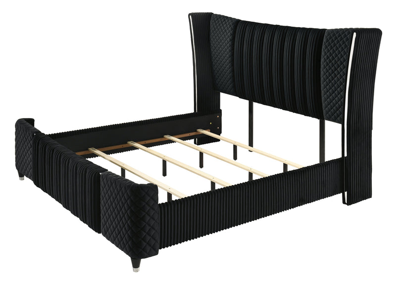 Armany Black Velvet Upholstered Bedroom Set from Crown Mark - Luna Furniture