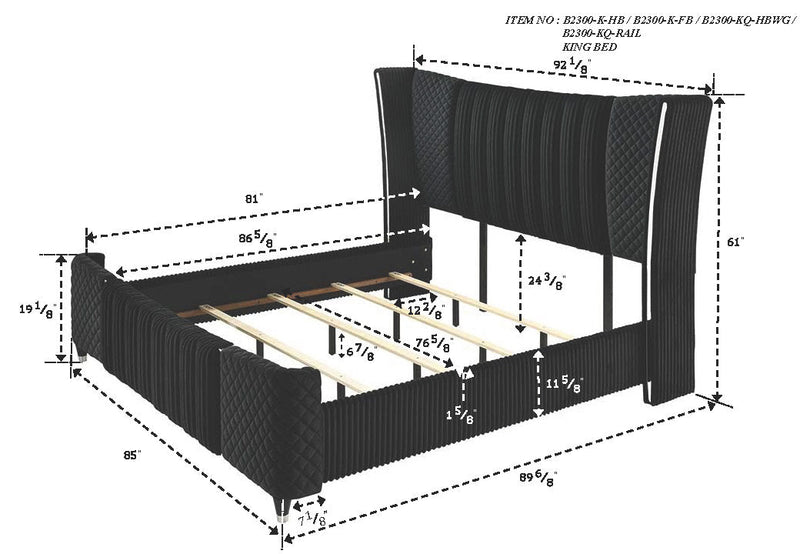 Armany Black Velvet Upholstered Bedroom Set from Crown Mark - Luna Furniture