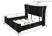 Armany Black Velvet Upholstered Queen Bed from Crown Mark - Luna Furniture