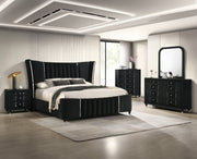 Armany Black Velvet Upholstered King Bed from Crown Mark - Luna Furniture