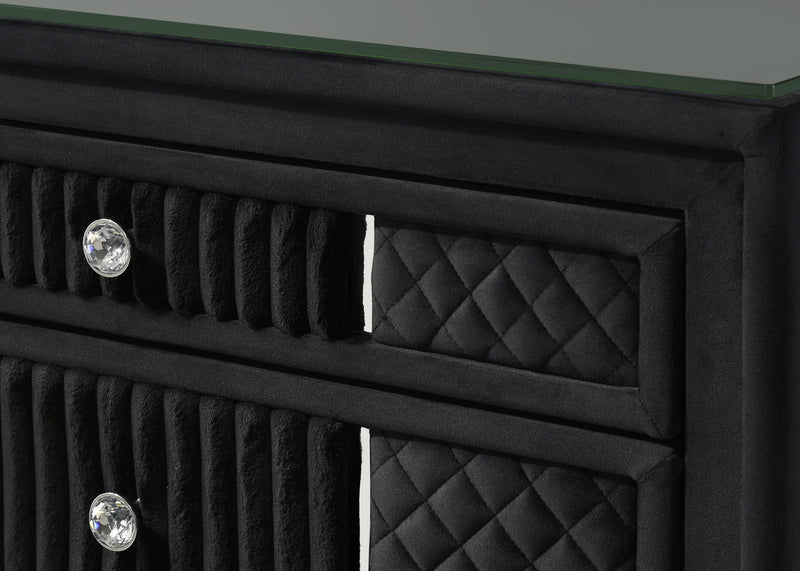 Armany Black Velvet Upholstered Bedroom Set from Crown Mark - Luna Furniture