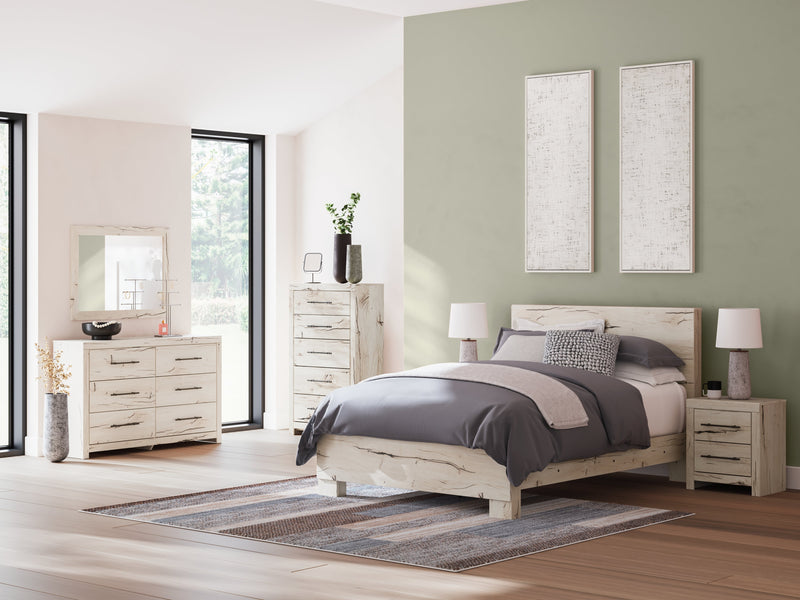 Lawroy Light Natural Queen Panel Bed, Dresser and Mirror from Ashley - Luna Furniture