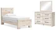 Lawroy Light Natural Twin Panel Bed, Dresser and Mirror from Ashley - Luna Furniture
