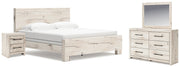 Lawroy Light Natural King Panel Bed, Dresser, Mirror and Nightstand from Ashley - Luna Furniture