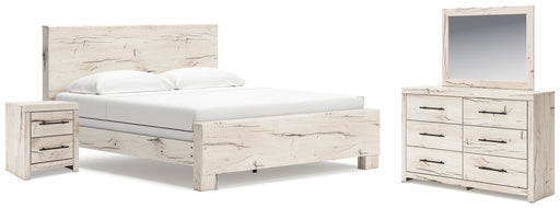 Lawroy Light Natural King Panel Bed, Dresser, Mirror and Nightstand from Ashley - Luna Furniture