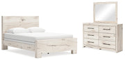 Lawroy Light Natural Queen Panel Bed, Dresser and Mirror from Ashley - Luna Furniture