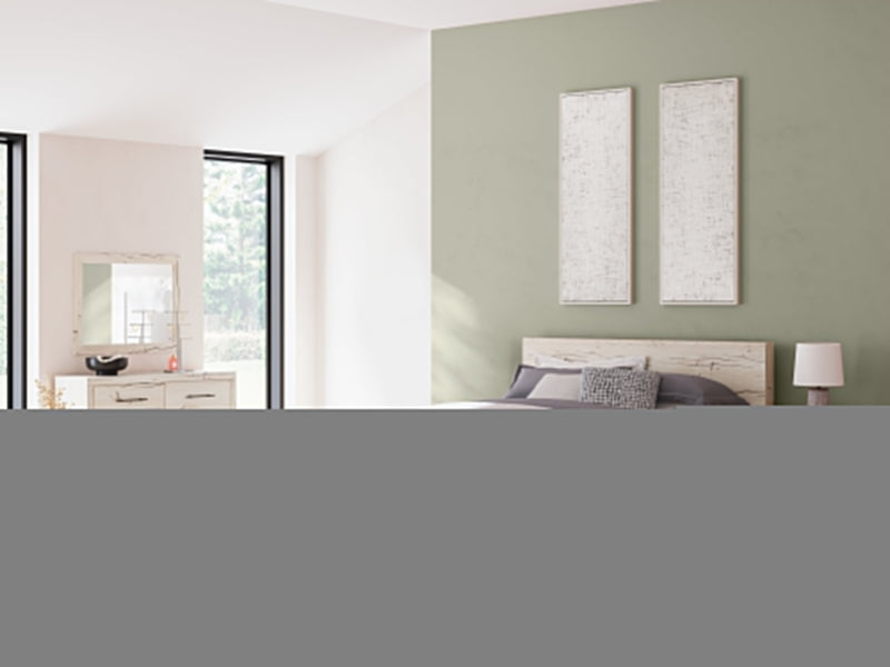 Lawroy Light Natural King Panel Bed, Dresser, Mirror and Nightstand from Ashley - Luna Furniture