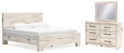 Lawroy Light Natural King Panel Bed, Dresser and Mirror from Ashley - Luna Furniture
