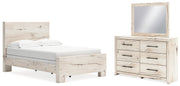 Lawroy Light Natural Full Panel Bed, Dresser and Mirror from Ashley - Luna Furniture