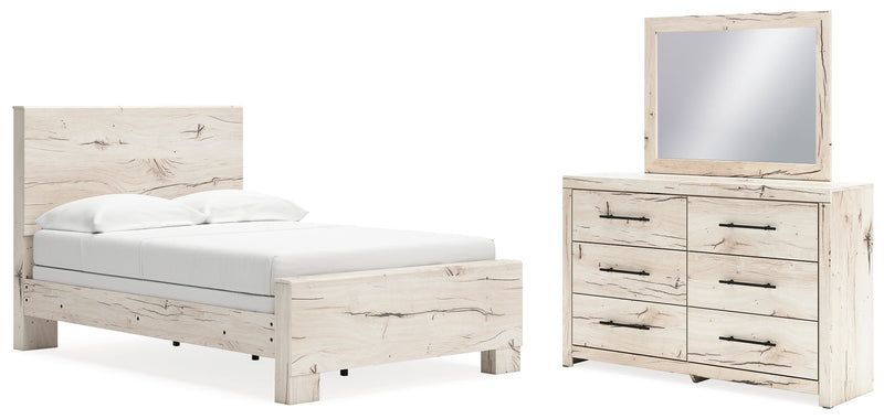 Lawroy Light Natural Full Panel Bed, Dresser and Mirror from Ashley - Luna Furniture