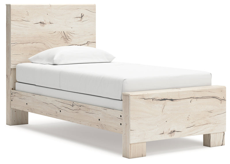 Lawroy Light Natural Twin Panel Bed, Dresser and Mirror from Ashley - Luna Furniture