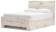 Lawroy Light Natural Queen Panel Bed with Storage, Dresser and Mirror from Ashley - Luna Furniture