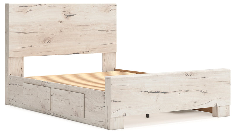 Lawroy Light Natural Queen Panel Bed with Storage, Dresser and Mirror from Ashley - Luna Furniture