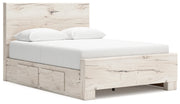 Lawroy Light Natural Queen Panel Bed with Storage, Dresser and Mirror from Ashley - Luna Furniture