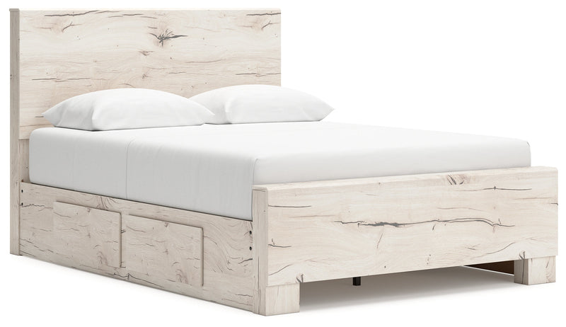 Lawroy Light Natural Queen Panel Bed with Storage, Dresser and Mirror from Ashley - Luna Furniture
