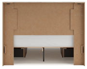 Lawroy Light Natural Queen Panel Bed with Storage, Dresser and Mirror from Ashley - Luna Furniture