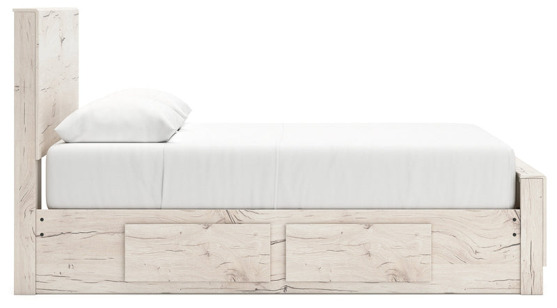 Lawroy Light Natural Queen Panel Bed with Storage, Dresser and Mirror from Ashley - Luna Furniture