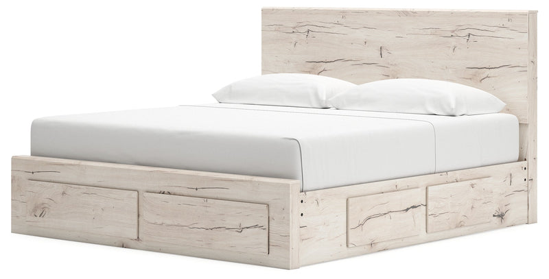 Lawroy Light Natural King Panel Storage Bed, Dresser and Mirror from Ashley - Luna Furniture