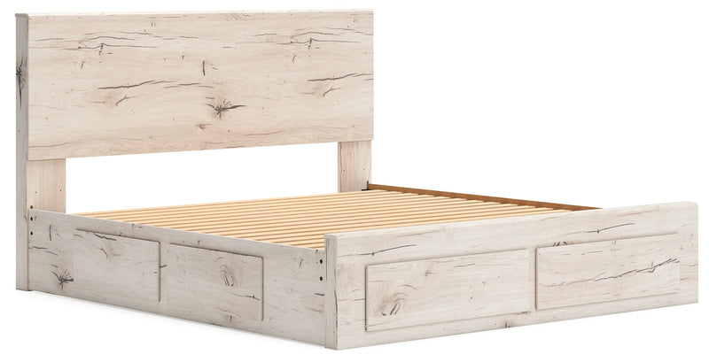 Lawroy Light Natural King Panel Storage Bed, Dresser and Mirror from Ashley - Luna Furniture