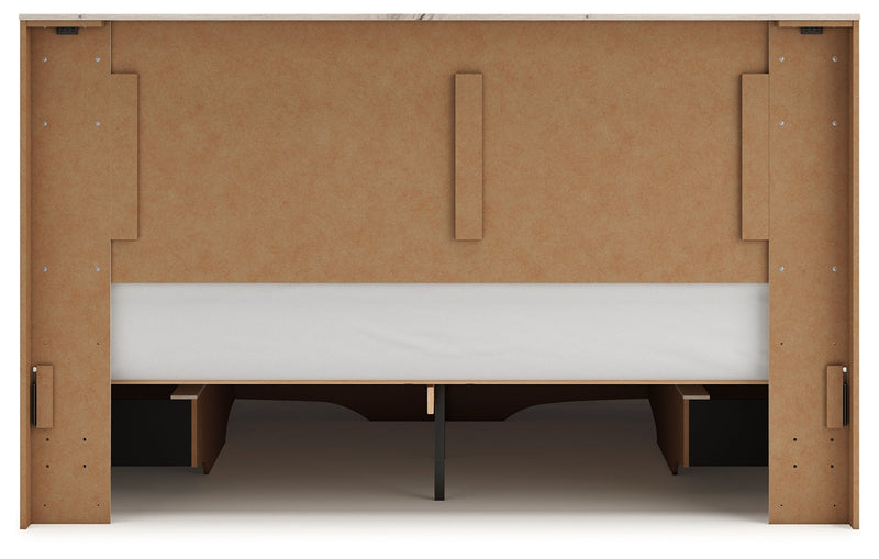 Lawroy Light Natural King Panel Storage Bed, Dresser and Mirror from Ashley - Luna Furniture