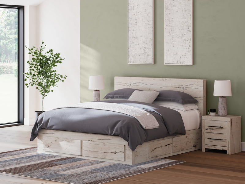 Lawroy Light Natural King Panel Storage Bed, Dresser and Mirror from Ashley - Luna Furniture