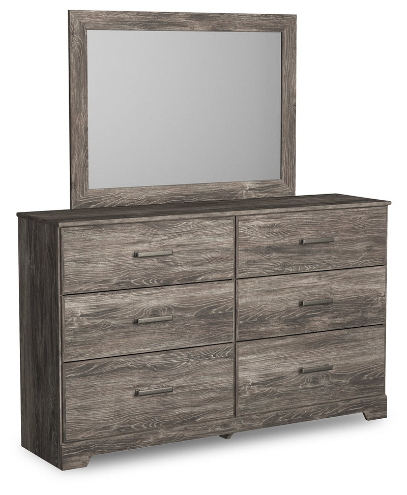 Ralinksi Gray Twin Panel Bed with Mirrored Dresser from Ashley - Luna Furniture