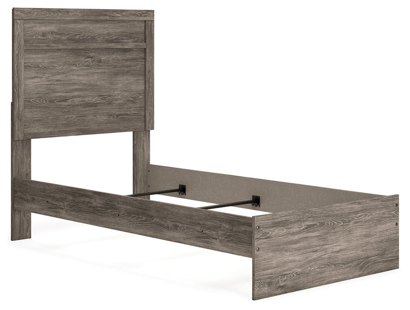 Ralinksi Gray Twin Panel Bed with Mirrored Dresser from Ashley - Luna Furniture