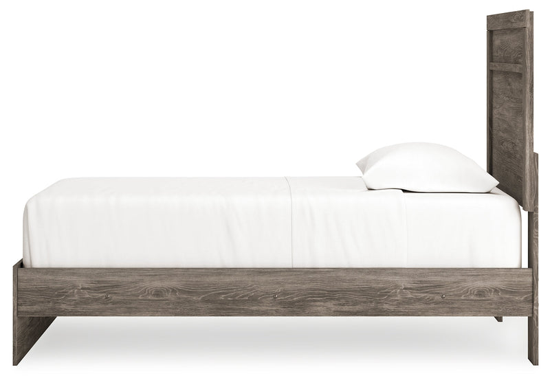 Ralinksi Gray Twin Panel Bed with Mirrored Dresser from Ashley - Luna Furniture