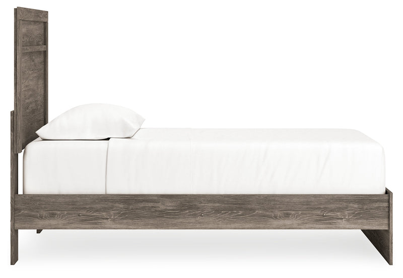 Ralinksi Gray Twin Panel Bed with Mirrored Dresser from Ashley - Luna Furniture
