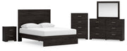 Belachime Charcoal Queen Panel Bed, Dresser, Mirror, Chest and Nightstand from Ashley - Luna Furniture