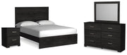 Belachime Charcoal Queen Panel Bed, Dresser, Mirror, and Nightstand from Ashley - Luna Furniture