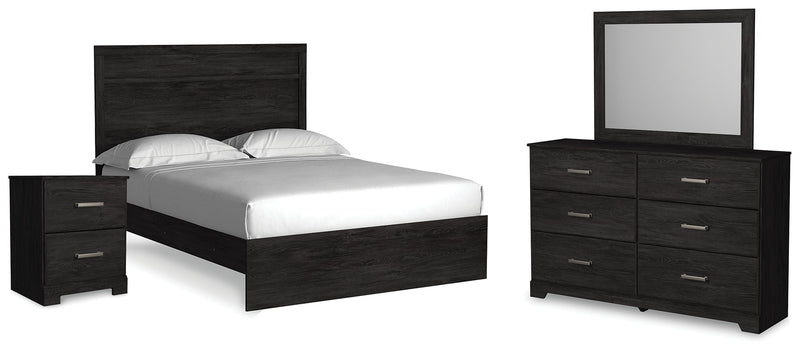Belachime Charcoal Queen Panel Bed, Dresser, Mirror, and Nightstand from Ashley - Luna Furniture