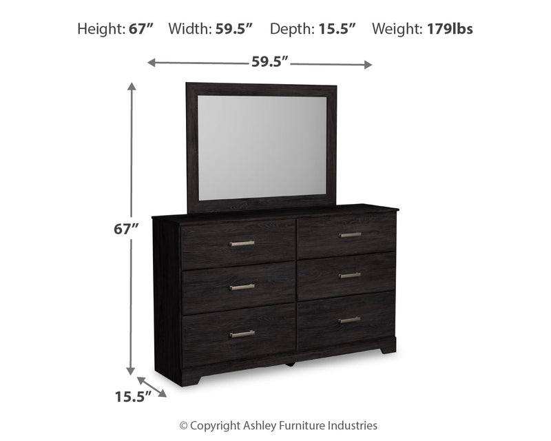 Belachime Charcoal Queen Panel Bed, Dresser and Mirror from Ashley - Luna Furniture