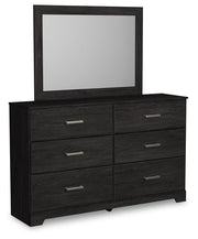 Belachime Charcoal Queen Panel Bed, Dresser and Mirror from Ashley - Luna Furniture