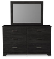 Belachime Charcoal Twin Panel Bed with Mirrored Dresser from Ashley - Luna Furniture