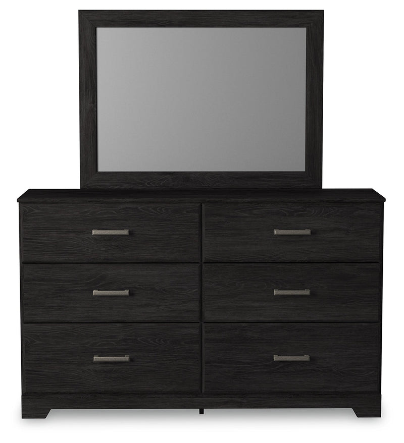 Belachime Charcoal Twin Panel Bed with Mirrored Dresser from Ashley - Luna Furniture