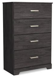 Belachime Charcoal Queen Panel Bed, Dresser, Mirror, Chest and Nightstand from Ashley - Luna Furniture