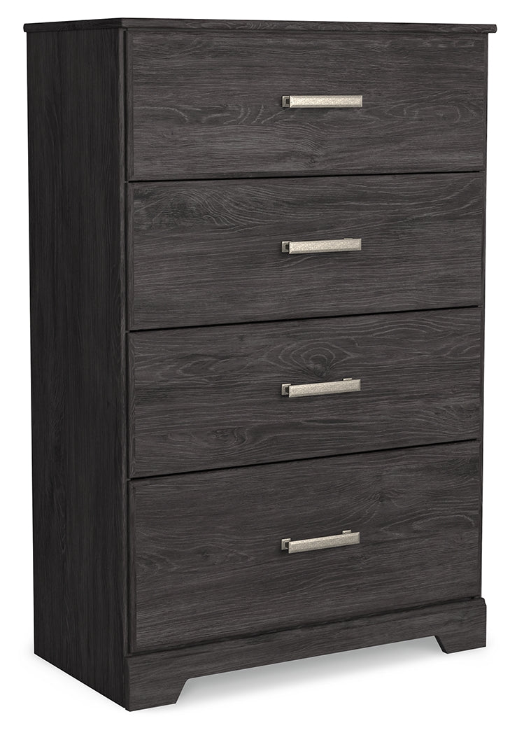 Belachime Charcoal Queen Panel Bed, Dresser, Mirror, Chest and Nightstand from Ashley - Luna Furniture