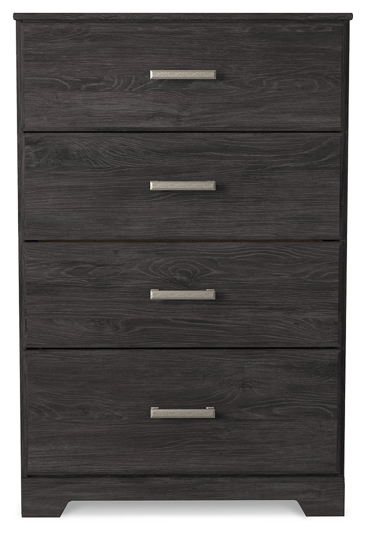 Belachime Charcoal Queen Panel Bed, Dresser, Mirror, Chest and Nightstand from Ashley - Luna Furniture
