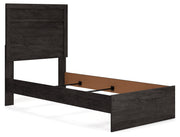 Belachime Charcoal Twin Panel Bed with Mirrored Dresser from Ashley - Luna Furniture