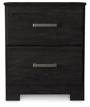 Belachime Charcoal Queen Panel Bed and Nightstand from Ashley - Luna Furniture