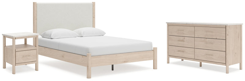 Cadmori Two-tone Queen Upholstered Panel Bed, Dresser and Nightstand from Ashley - Luna Furniture