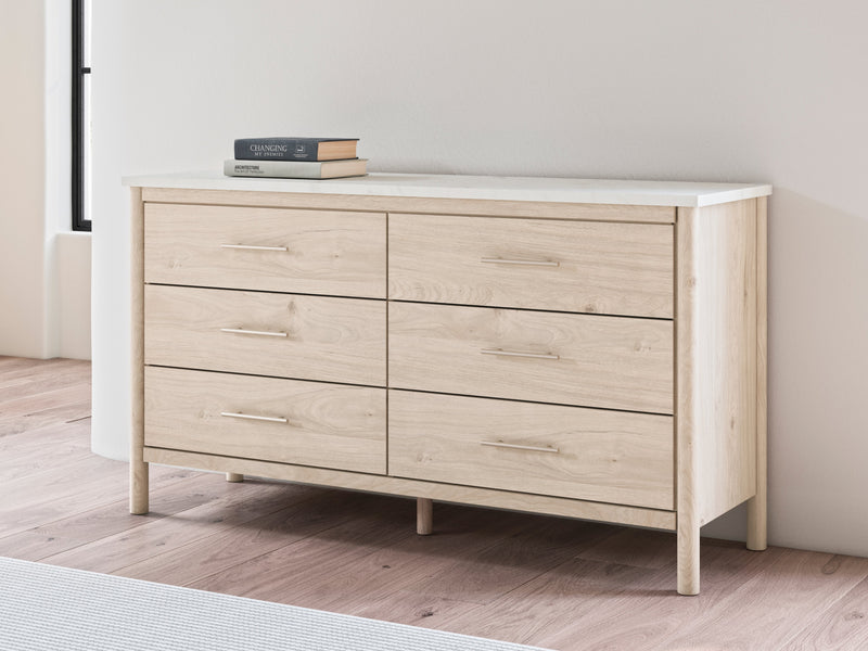 Cadmori Two-tone Queen Upholstered Panel Bed, Dresser and Nightstand from Ashley - Luna Furniture