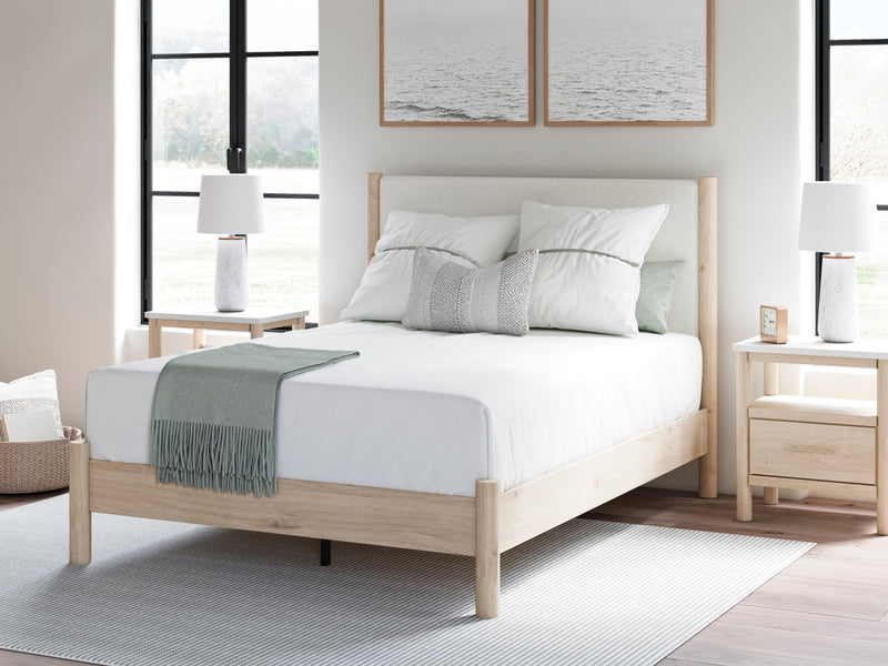 Cadmori Two-tone Queen Upholstered Panel Bed, Dresser and Nightstand from Ashley - Luna Furniture