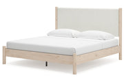Cadmori Two-tone King Upholstered Panel Bed -  Ashley - Luna Furniture