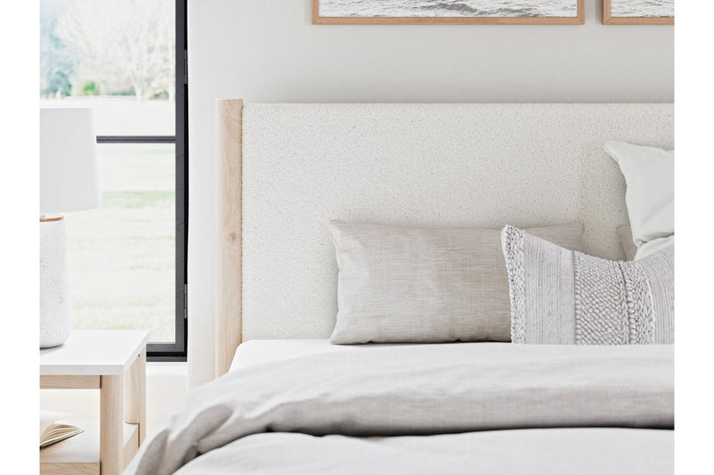 Cadmori Two-tone King Upholstered Panel Bed -  Ashley - Luna Furniture