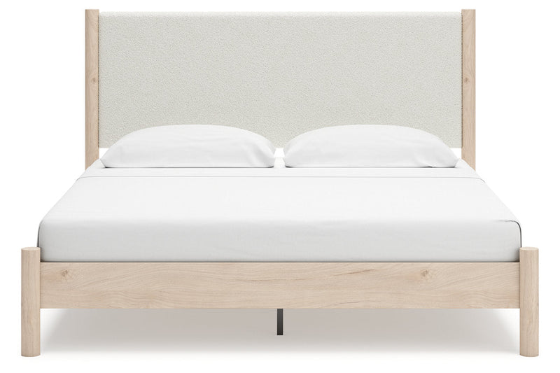 Cadmori Two-tone King Upholstered Panel Bed -  Ashley - Luna Furniture
