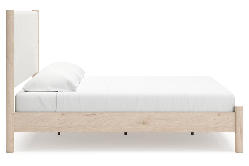 Cadmori Two-tone King Upholstered Panel Bed -  Ashley - Luna Furniture
