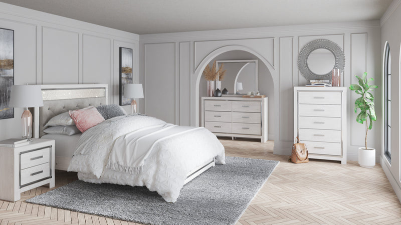 Altyra White LED Upholstered Panel Bedroom Set from Ashley - Luna Furniture